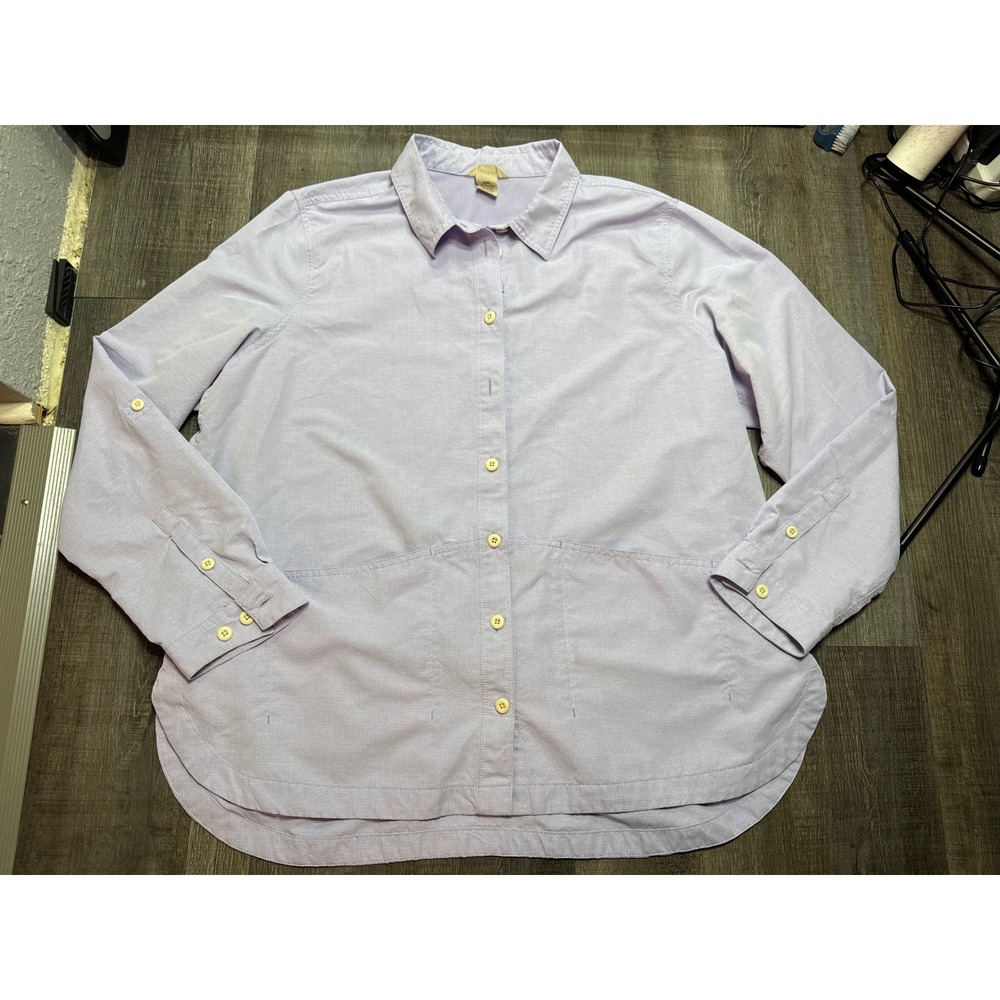 Duluth Trading Co Womens XXL Purple Roll Tab Sleeve Vented Hiking Shirt Lavender